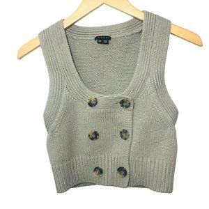 THEORY Button Front Wool Knit Sweater Vest Crop Tank Top Size Medium